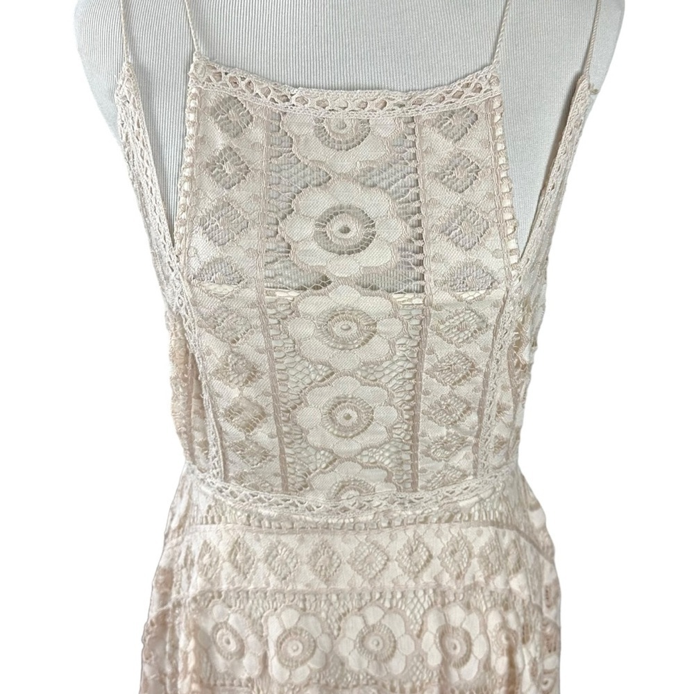 Free People Ethereal Fairy Lace Apron Handkerchief Dress Ivory Nude Bohemian 4 - Picture 11 of 17